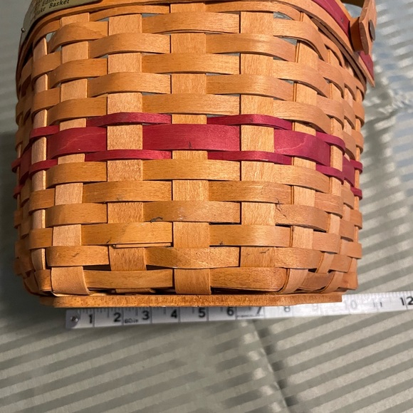 Longaberger Woven Basket with Red and Tan Accents - Picture 3 of 14